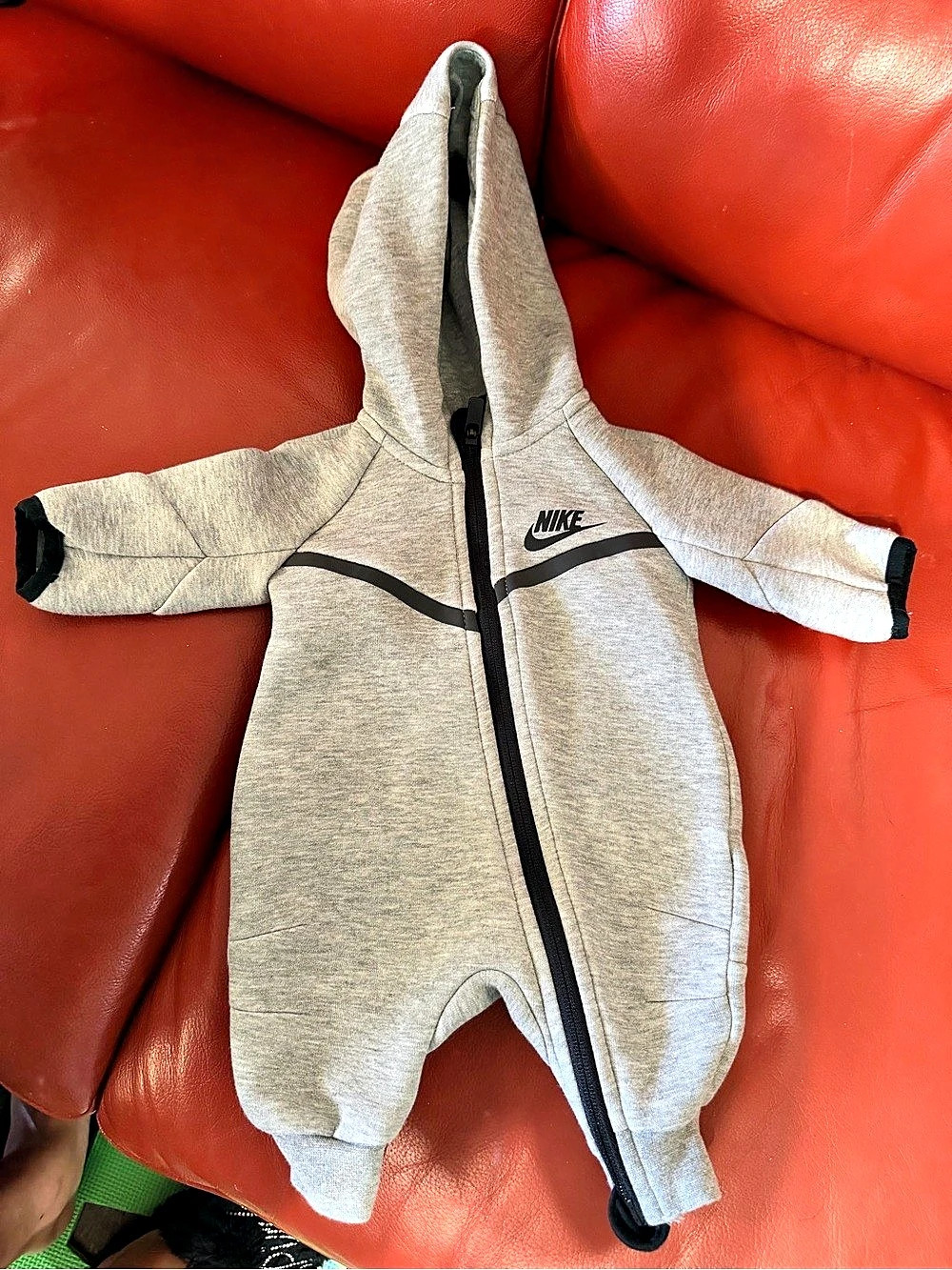 Nike Sportswear Tech Fleece Full-Zip Coverall Gray Hooded Footie